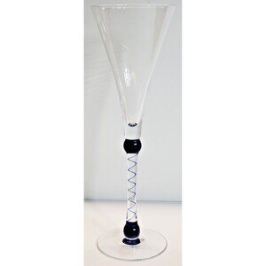 Martini & Rossi Asti Tall Crystal Champagne Glass Cobalt color stem
